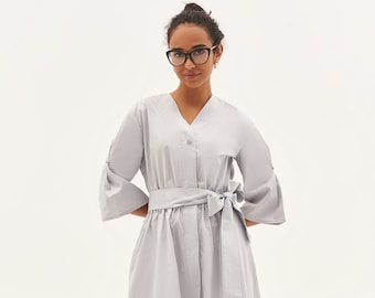 Grey beautician dress uniform for beauty masters makeup artists,  uniform for dentists and nurses, cosmetology cloth for beautician