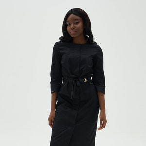 Black esthetician dress uniform for beauty masters,  uniform for dentists and nurses, cosmetology cloth for beautician