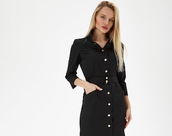 Black nurse uniform dress Doctor clothing lab coat women Beautician apparel  Women clothes