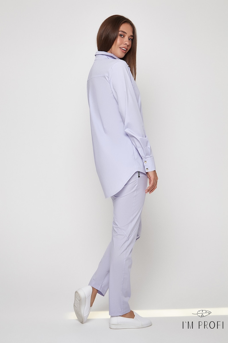 Dentist Clothes Women Beautician Uniform Scrub Set Nurse Blouse and Pants Laboratory Apparel