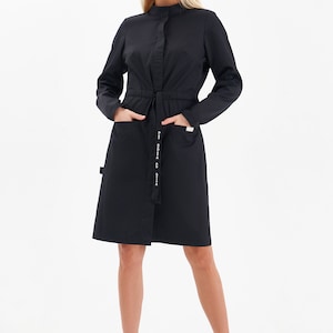 hospital lab coat for doctor Nurse black uniform Beauty salon uniform for cosmetologist Healthcare uniform for women