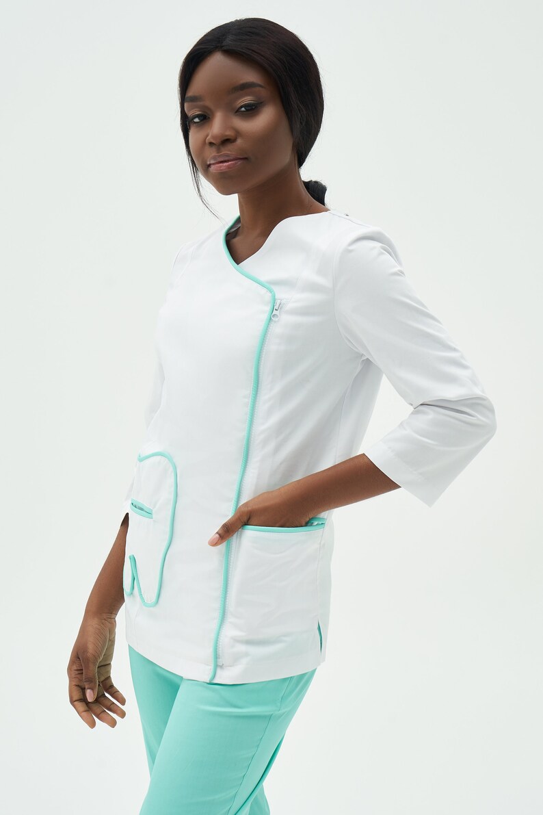 Dentist Scrub Set of Lab Coat and Pants Uniform Scrub Set for Workers