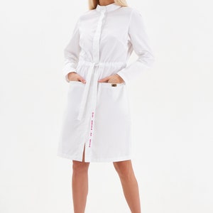 hospital lab coat for doctor Nurse white uniform Beauty salon uniform for cosmetologist Healthcare uniform for women