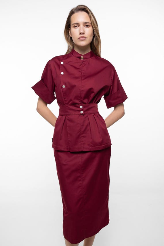 burgundy uniform dress Burgundy Polo Dress