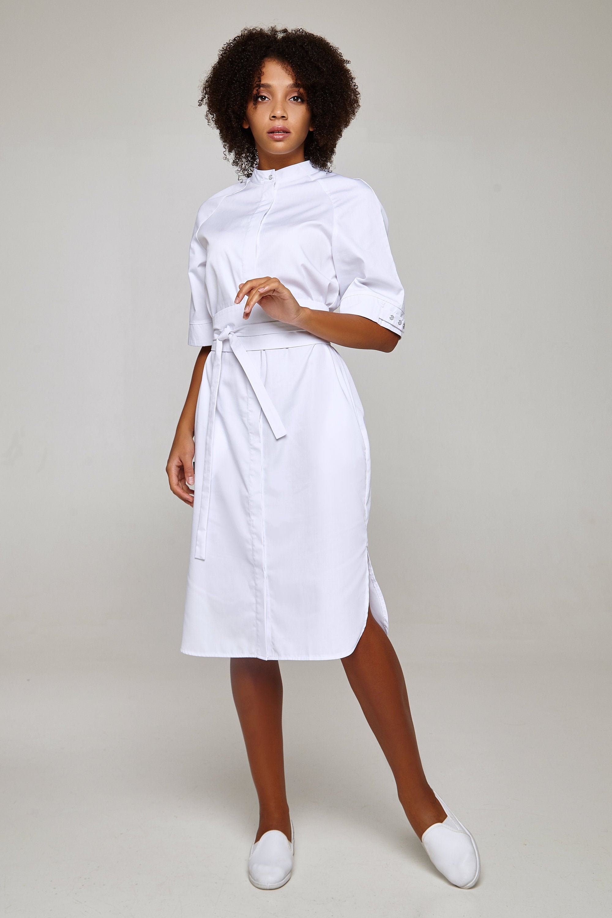 Scrub Dress White Nursing Graduation Dresses WULMLEO Nurse Scrubs Dress For  Women Formal Lapel Neck Long