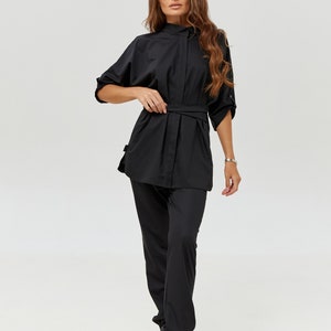 Beauty salon uniform Esthetician uniform of coat and pants Cosmetology cloth for beautician Scrub set for  workers and nurses