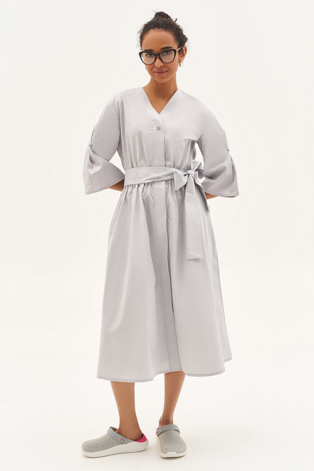 Grey Beautician Dress Uniform for Beauty Masters Makeup Artists