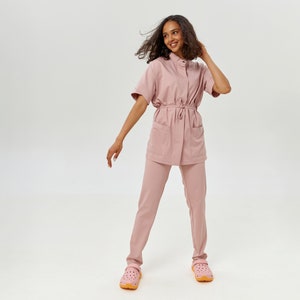 Nurse uniform for women in medicine Designer scrubs for healthcare worker Esthetician uniform gift Esthetician business scrubs for women