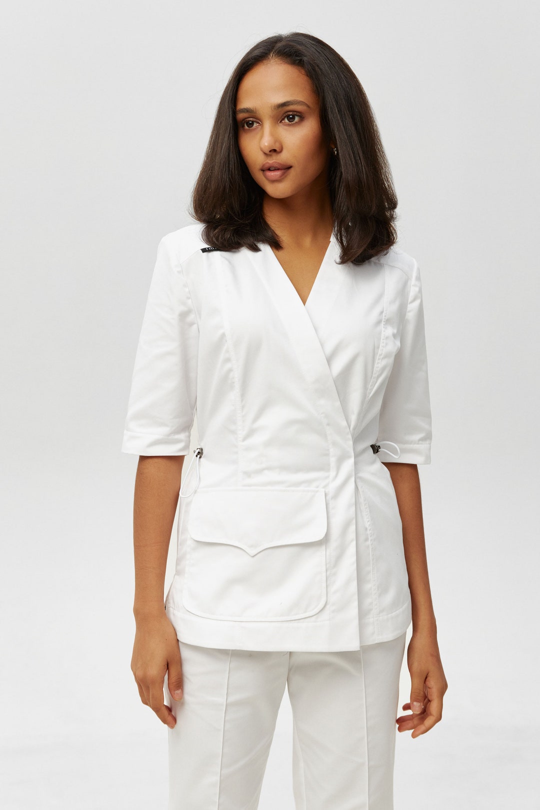 White Scrub Set for Assistant Nursing Uniforms for Healthcare Worker