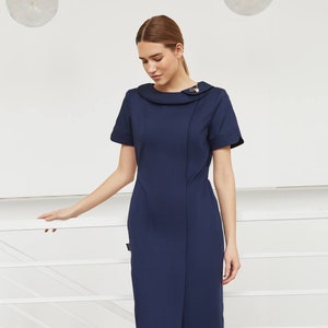 Blue elegant lab coat uniform for nurses and workers, beautician Uniform dress, cosmetology cloth for beautician Doctor scrub uniform women