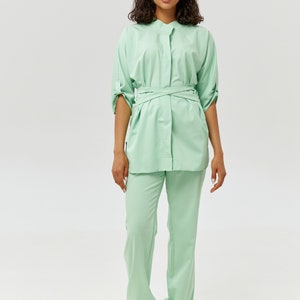 Beauty salon uniform Esthetician uniform of coat and pants Cosmetology cloth for beautician Scrub set for  workers and nurses