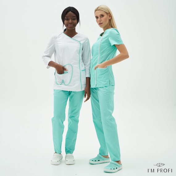 Mint Dentist Scrub Set of Lab Coat and Pants Uniform Scrub Set for Workers  and Dental Nurses, Cosmetology Cloth -  Canada