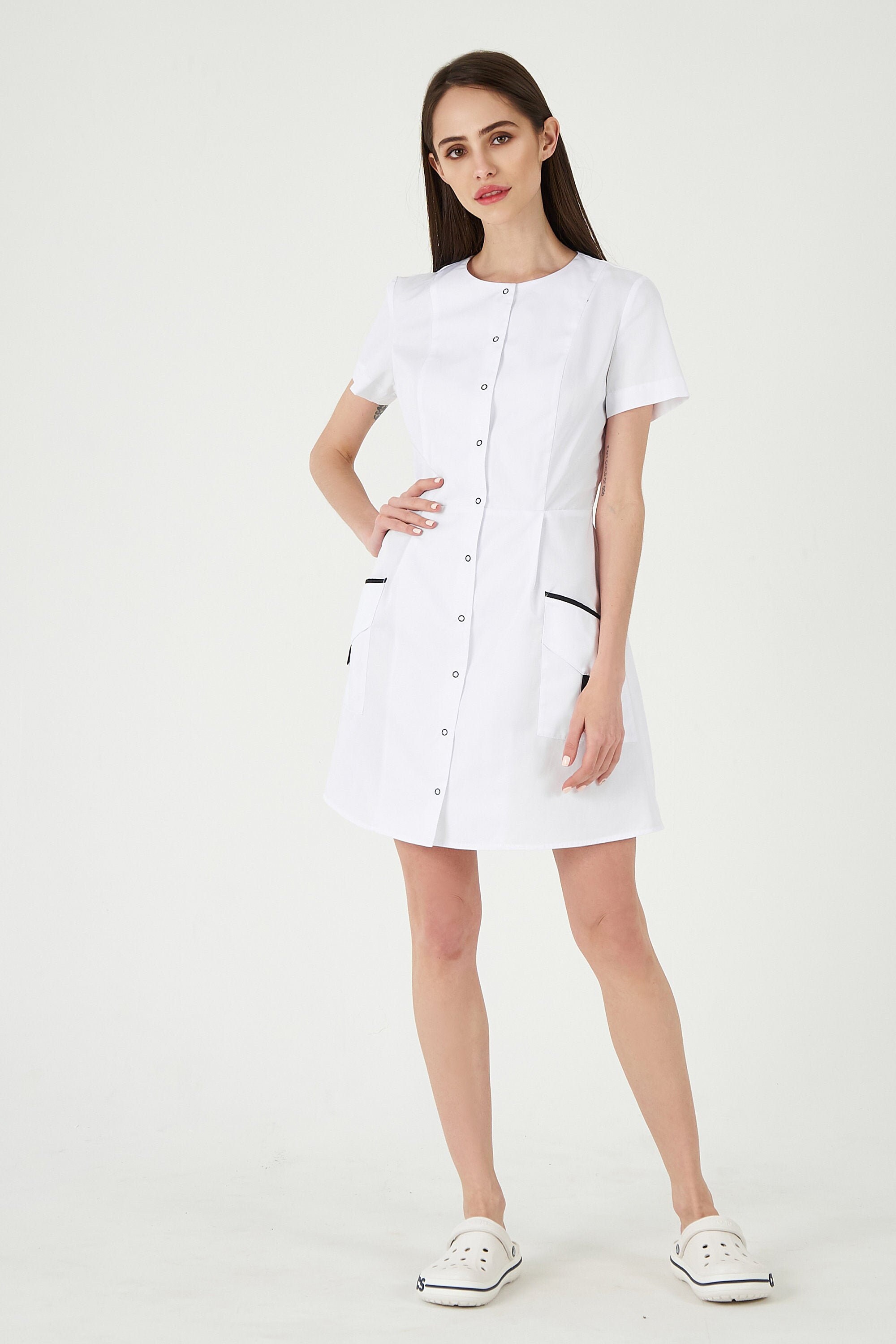 White Lilac Nurse Babydoll Scrub Dress Nurse Uniform Dress - Etsy