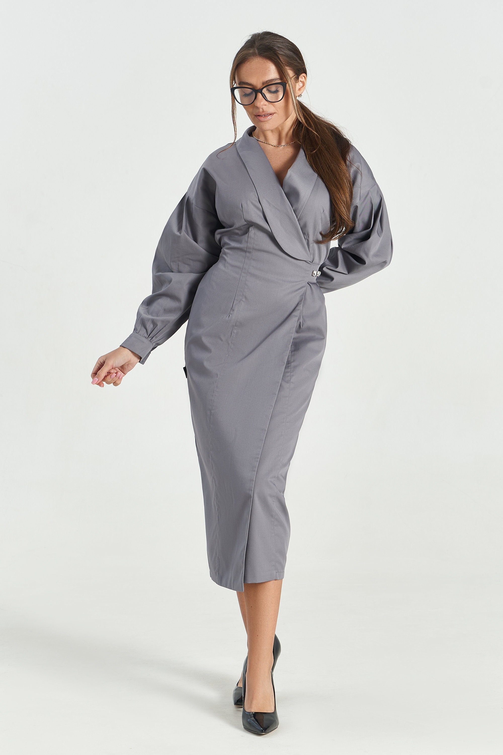 light grey pencil dress 100% Cotton Light Grey Toile Maxi Dress - All Dresses