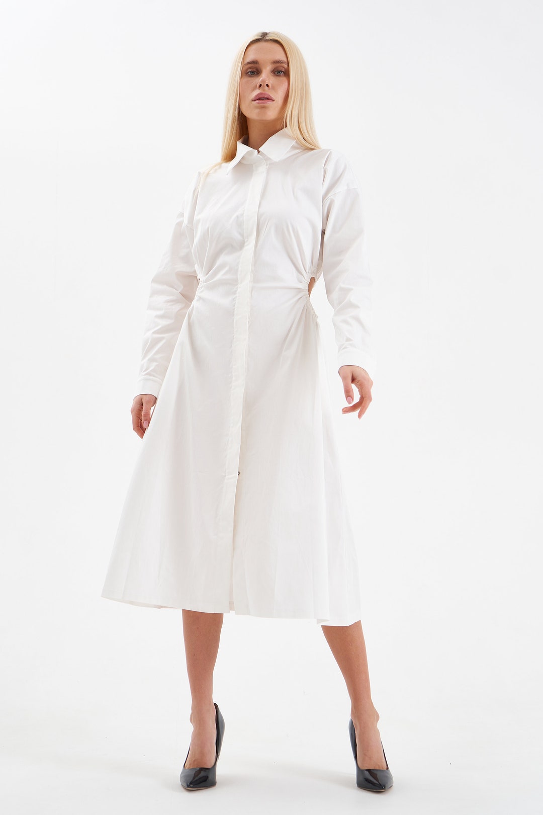 New Women Nurse Female Doctor White Dress Beautician Lab Coat Work Clothes (B) E - Foto 11