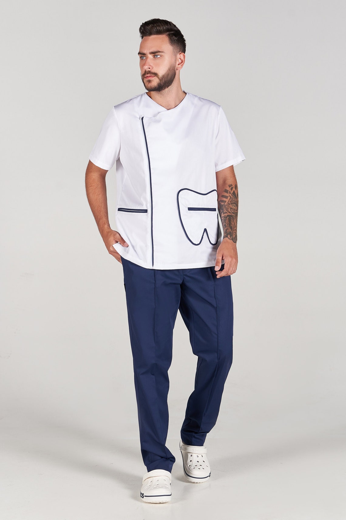 Doctor Scrubs Uniform Men Dentist Practitioner Clothes Medical Etsy