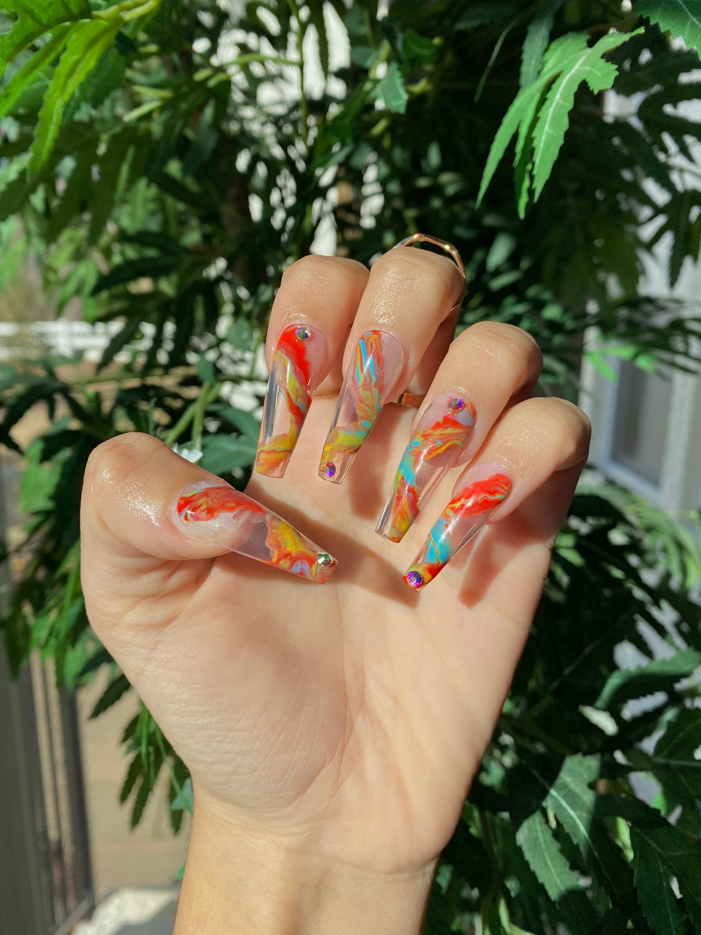 Abstract Paint Press on Nails Etsy
