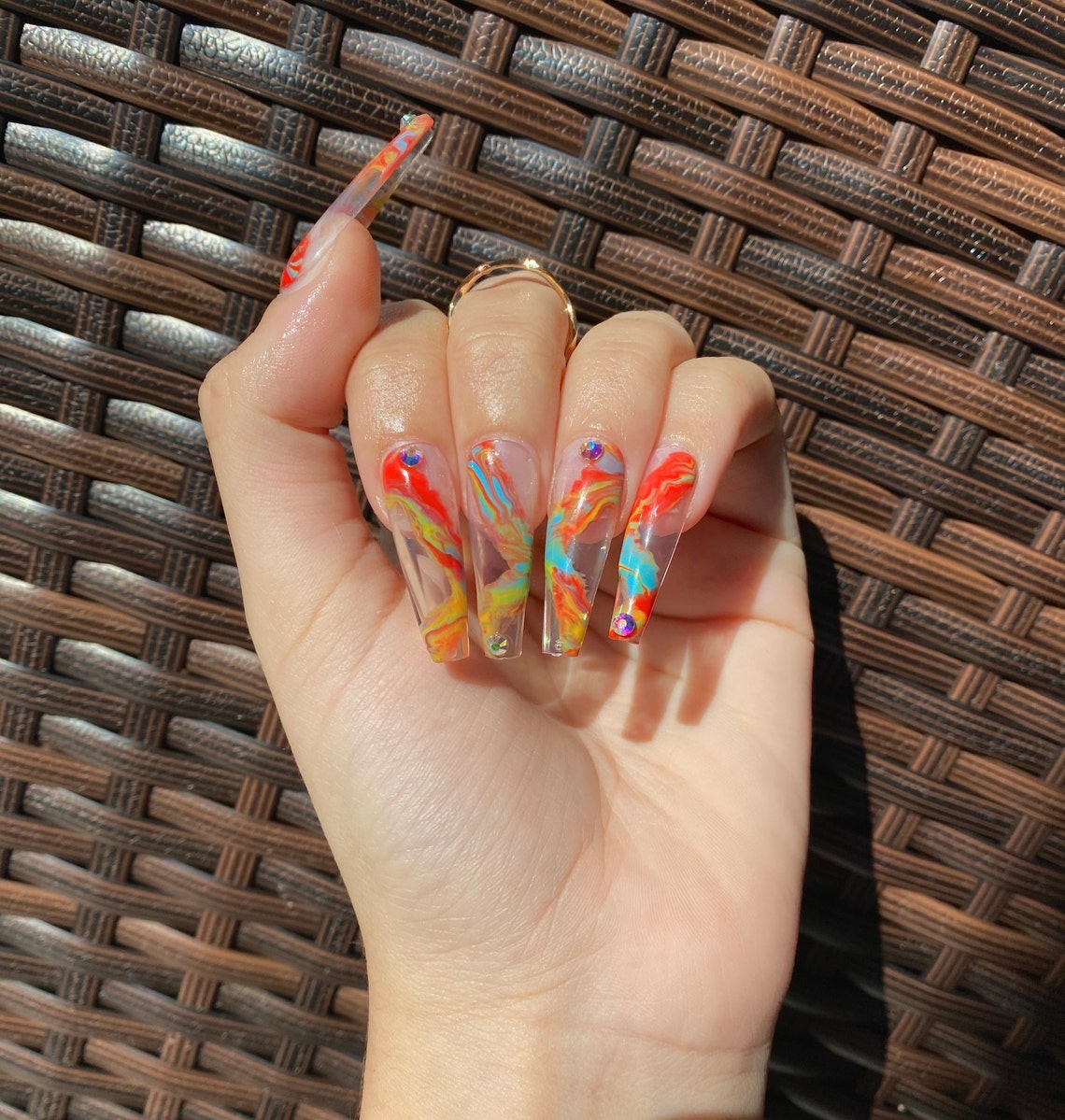 Abstract Paint Press on Nails Etsy