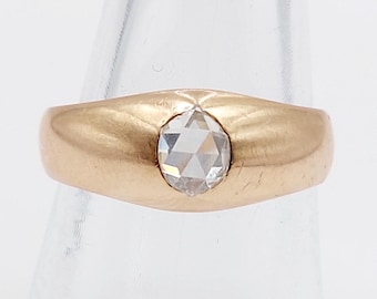 French antique bombé domed ring 18k rose gold 0.45 carat rose cut diamond (circa 1900) gypsy