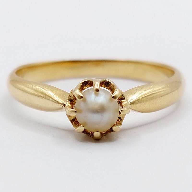 Antique Thin Ring with Pearl main image 0