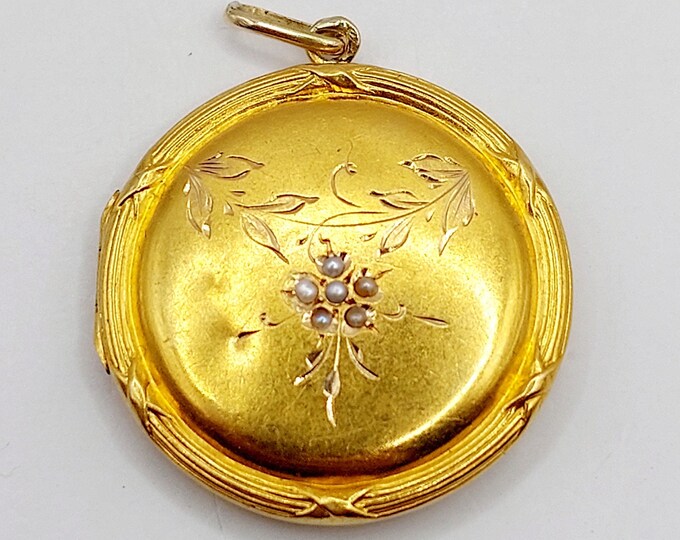 French Antique Secret Locket, Photo Holder Pendant 18k Gold Finely