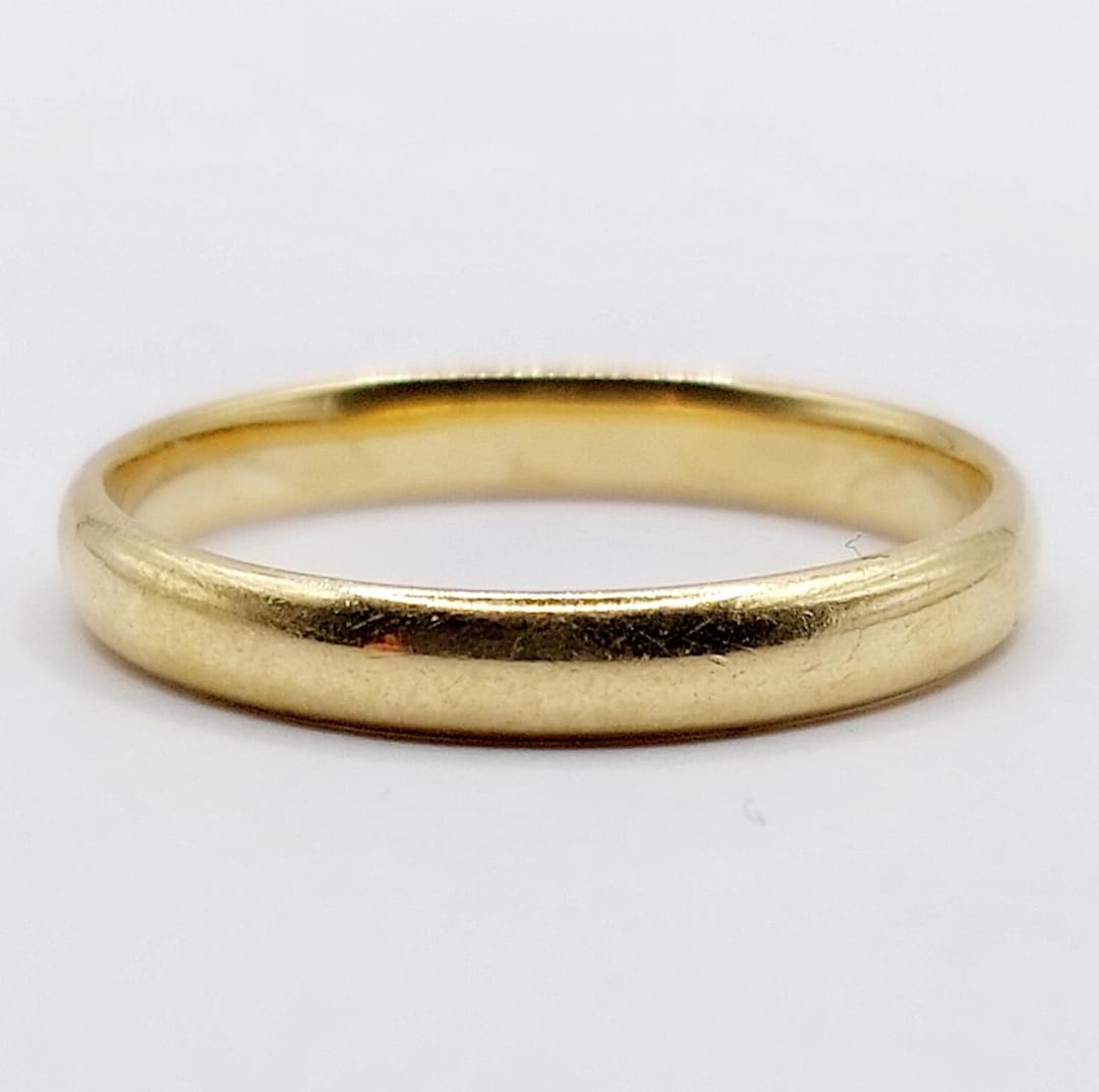 French antique wedding band 18k gold stacker circa 1940 art deco