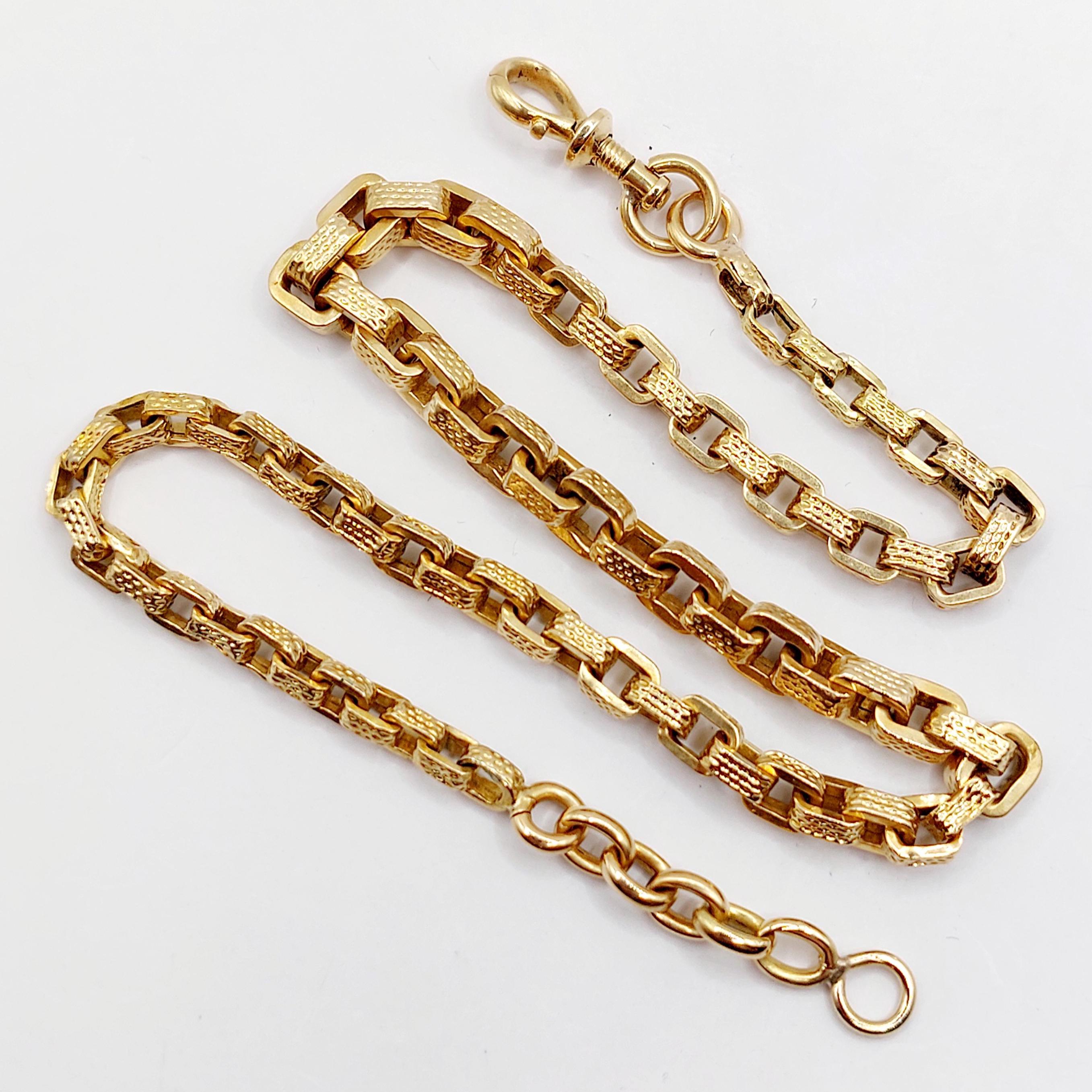Chaîne Giletière Antique En Or 18k Avec Fermoir Mousqueton (circa 1900)