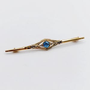 French art deco brooch 18k gold and blue paste (circa 1920)