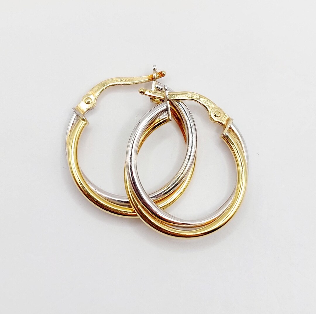 Boucles D’oreilles Créoles Art Déco – Or 18k – Finement Ajourées – Circa 1980 – Occasion
