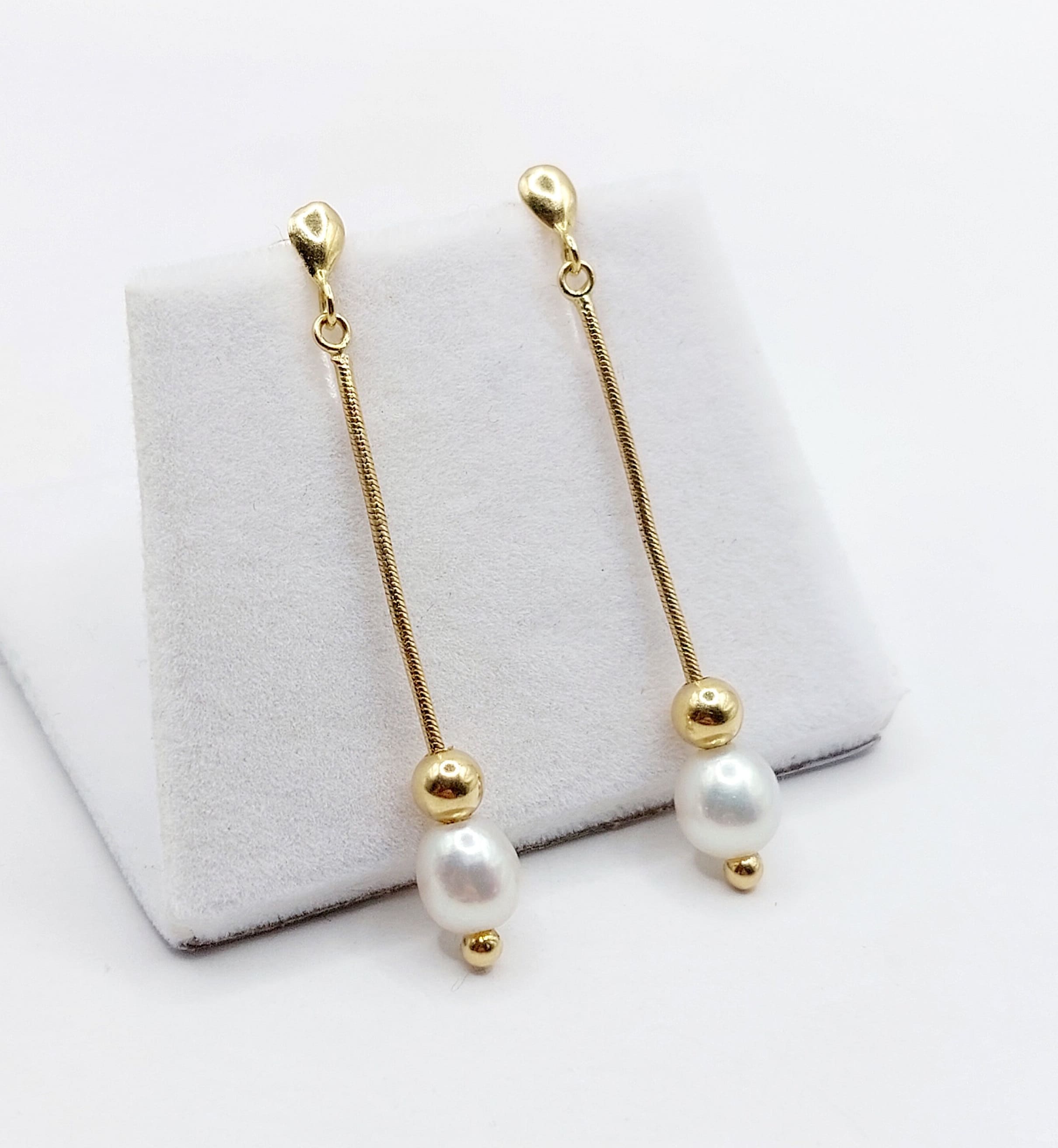 Boucles D'oreilles Clous Vintage Plaqué Or – Déco Relief Perle, Bijou Femme Occasion