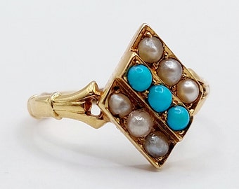Bague Cocktail Art Déco Or 18k Avec Hématite Sertie Griffes (années 1960) - Occasion