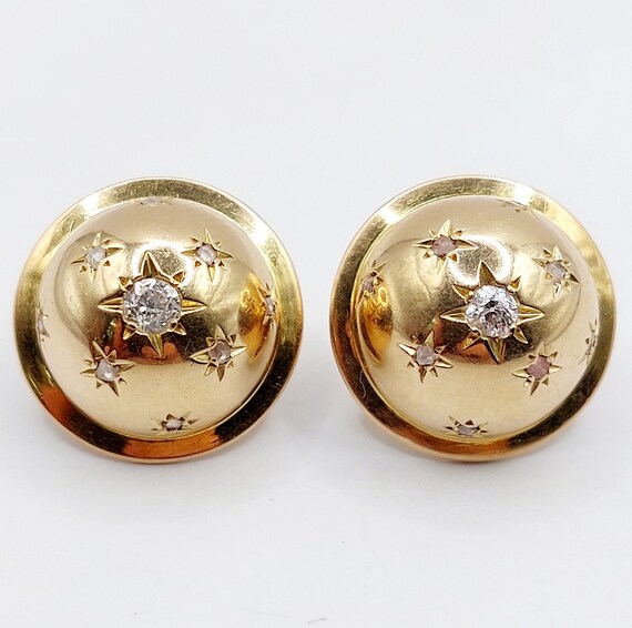 Dormeuses Victoriennes En Or 18k Avec Diamants Anciens – Circa 1900, Pierres Naturelles, Pendantes Vintage