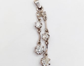 Art Deco hanger in 18-karaats witgoud met 0,80 karaat aan oudgeslepen en roosgeslepen diamanten (circa 1920)