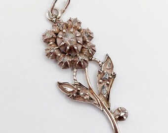 Pendentif Victorien En Or Rose 18k Avec Diamant Taille Rose 5 Mm - Environ 1850 - Bijou Ancien