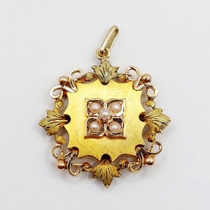 Pendentif Or Rose 18k Trèfle Ciselé - Vintage Circa 1890