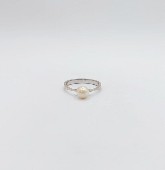 18k white gold ring adorned with a vintage cultur… - image 3