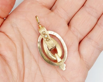 Pendentif Victorien En Or Rose 18k Avec Fleur Et Perles - Circa 1880, Occasion Authentique