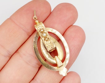 Pendentif Collier Victorien En Or Rose 18k Avec Perle - Début 1900 - Pièce D'Époque