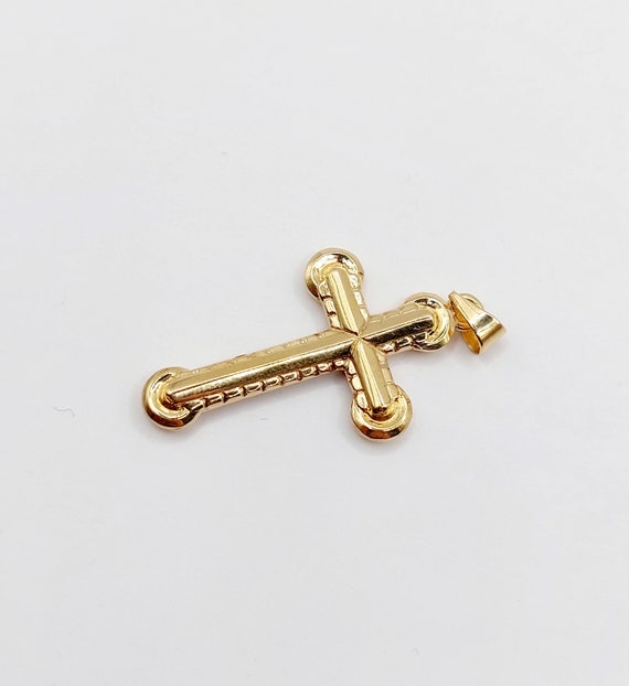 Vintage French cross pendant 18k gold finely deco… - image 5
