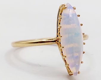 Bague Jonc Alliance Vintage En Or 18k – Style Bambou Avec émail Bleu – Taille 52 – France