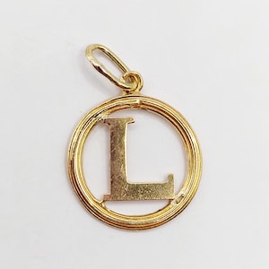 French vintage Art Nouveau pendant 18k gold set with the letter L, charm