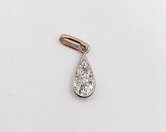 French antique pendant 18k white gold, platinum and 0.37 carats of old mine cut diamonds (circa 1920)