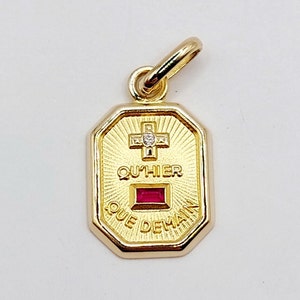 French Augis love charm 18k gold "+ qu'hier - que demain" L’Exclusive - charm pendant love medal token