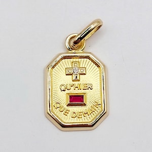 French Augis love charm 18k gold "+ qu'hier - que demain" L’Exclusive - charm pendant love medal token