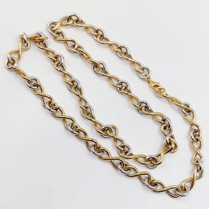 French Vintage chain 18k yellow and white gold infinity links 43.5 cm, 9.06 g