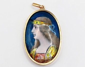 ANCIEN PENDENTIF EN émail signé B.Bonhomme Limoges croix antique