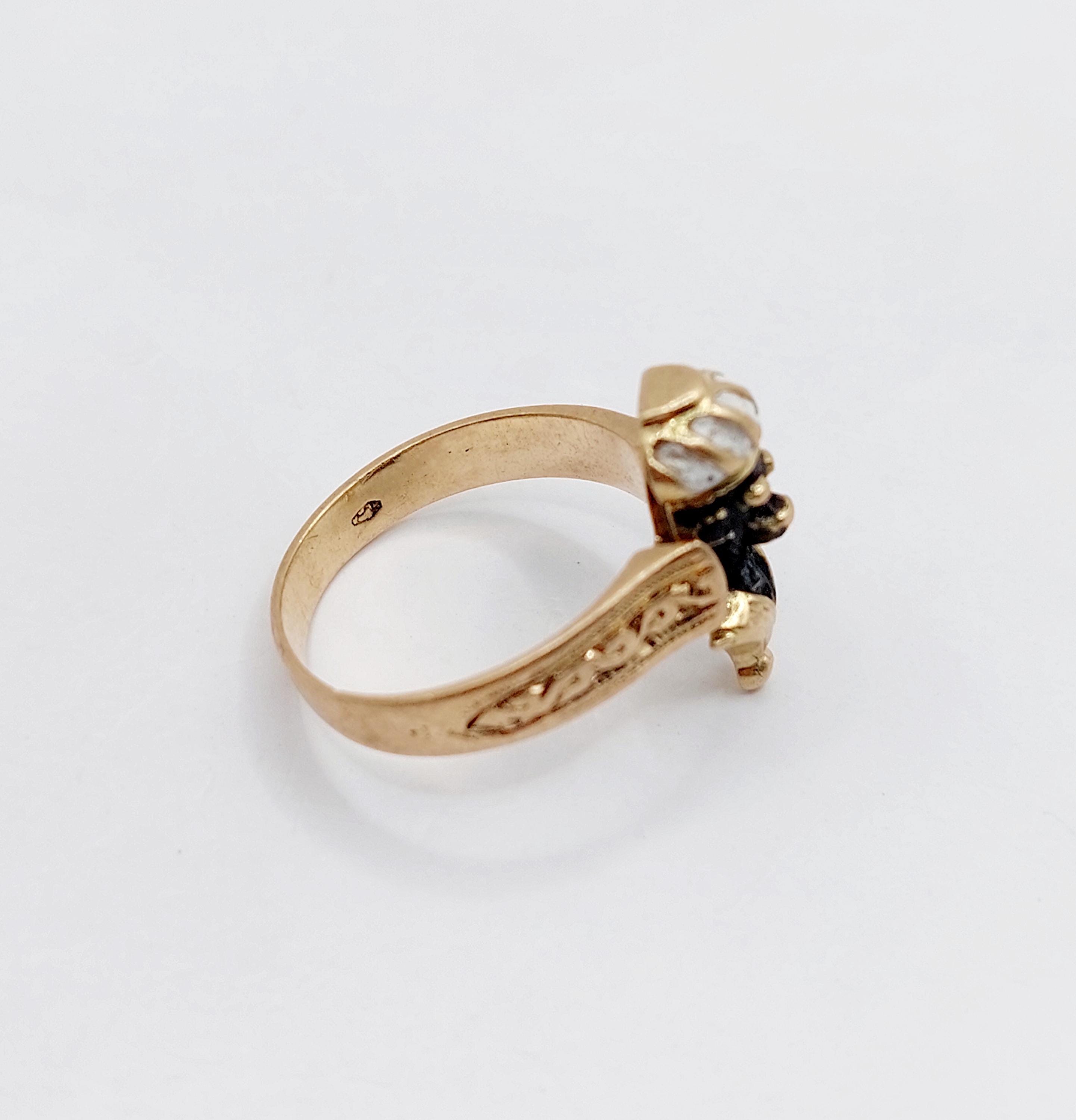 Victorian Ring 14k Rose Gold Finely Crafted and Enameled Moor's Head ...