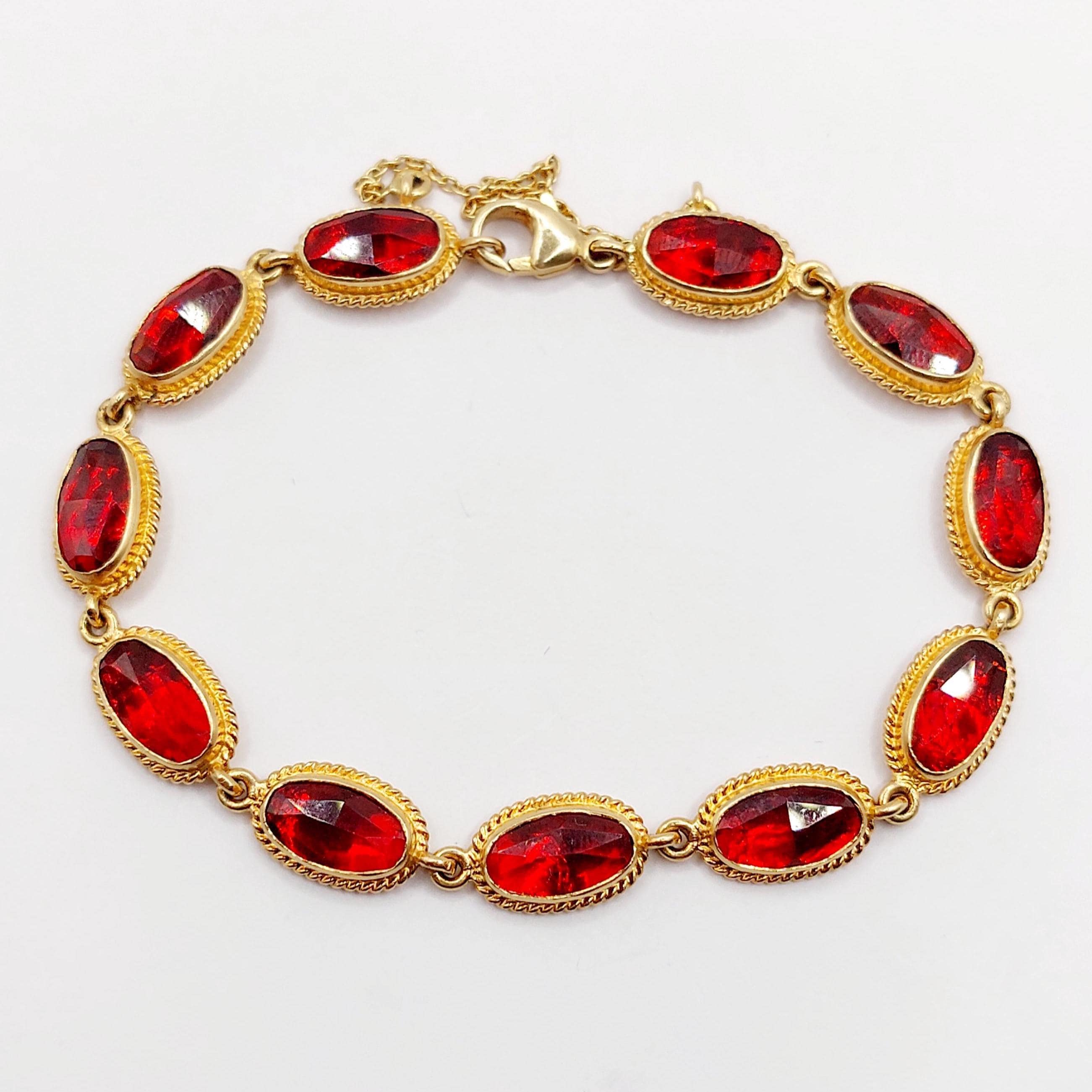 Bracelet Art Déco Or 18k Rubis Synthétiques Et Diamants - Circa 1930 - Occasion - France