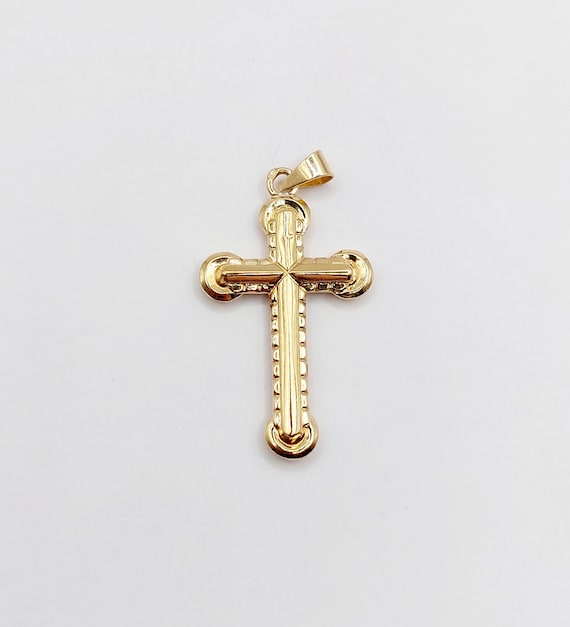 Vintage French cross pendant 18k gold finely deco… - image 2