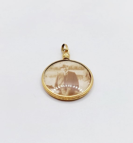 French antique secret locket pendant 18k gold pho… - image 2